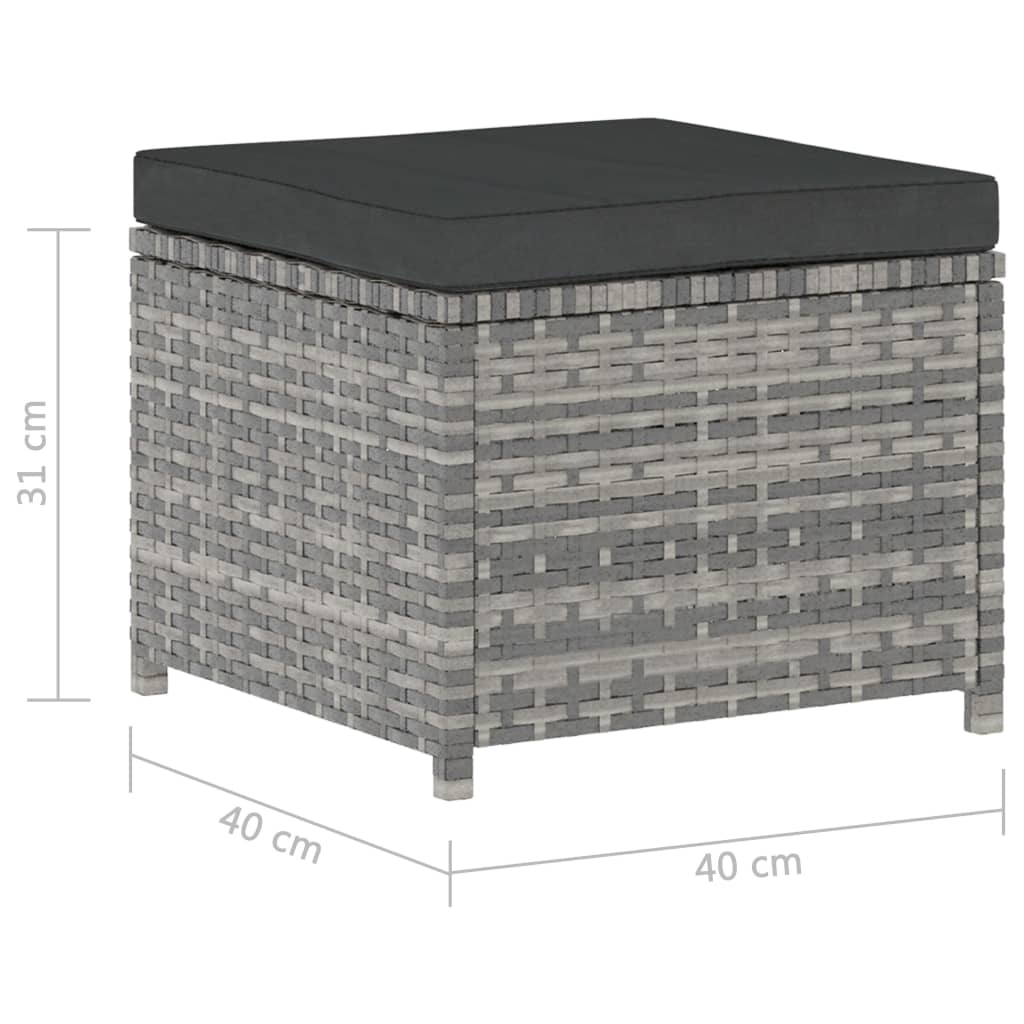 Set de muebles de jardín 5 pzas y cojines ratán sintético gris