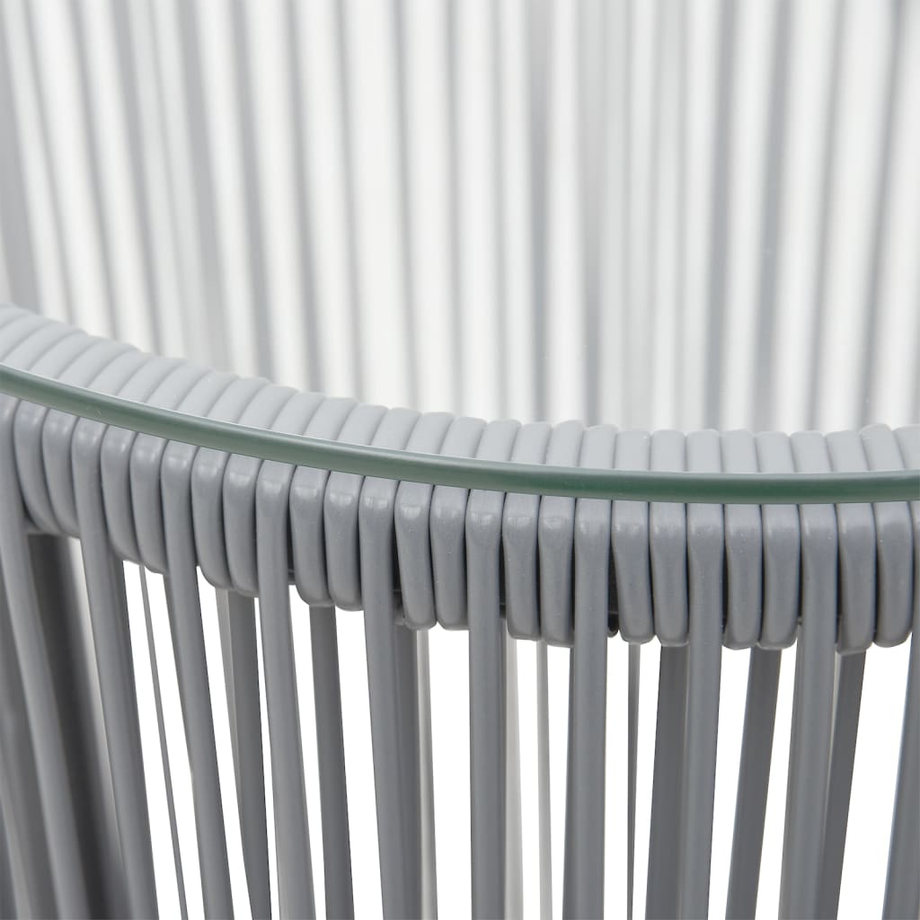 Set mesa y sillas de jardín 3 pzas y cojines ratán PE gris