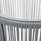 Set mesa y sillas de jardín 3 pzas y cojines ratán PE gris