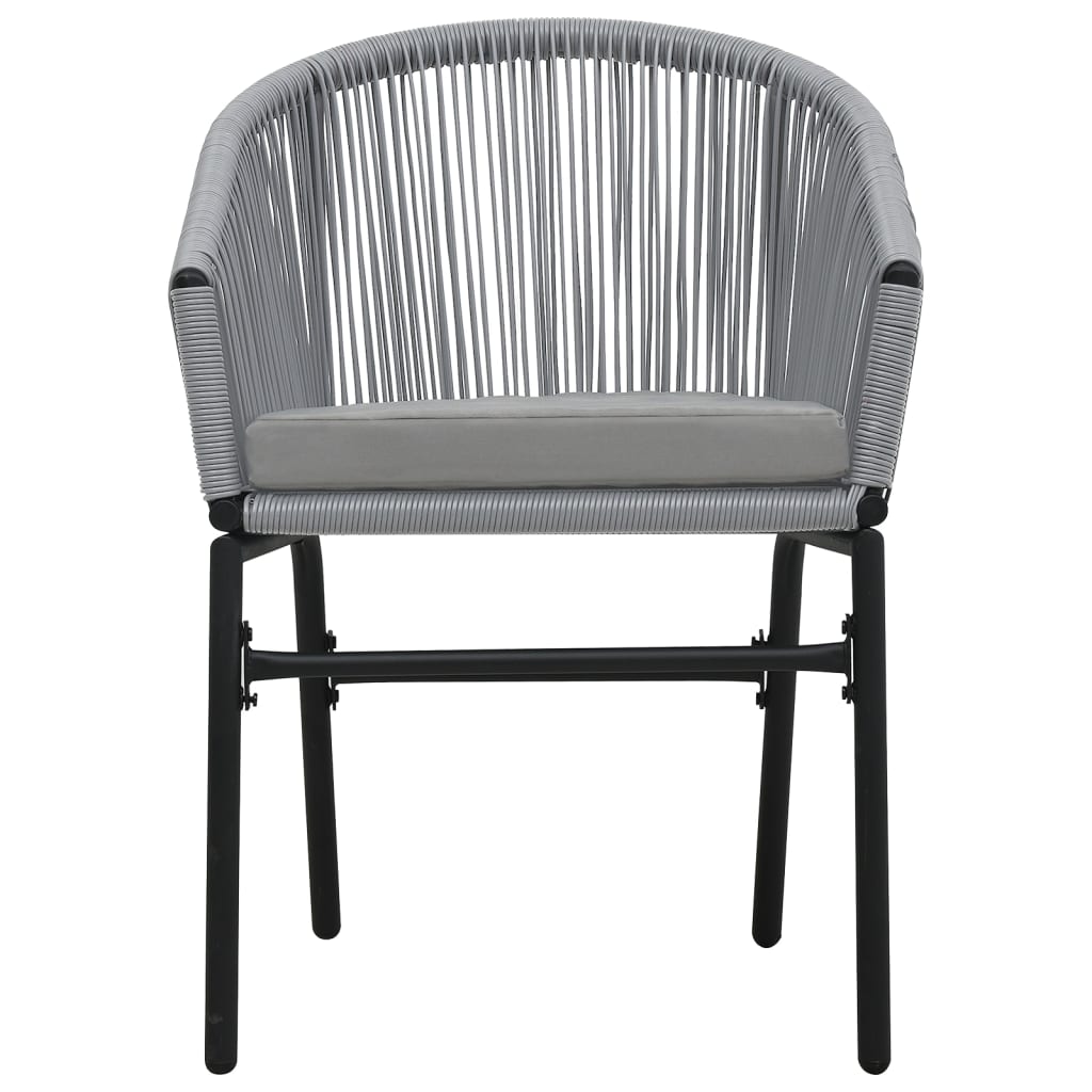 Set mesa y sillas de jardín 3 pzas y cojines ratán PE gris