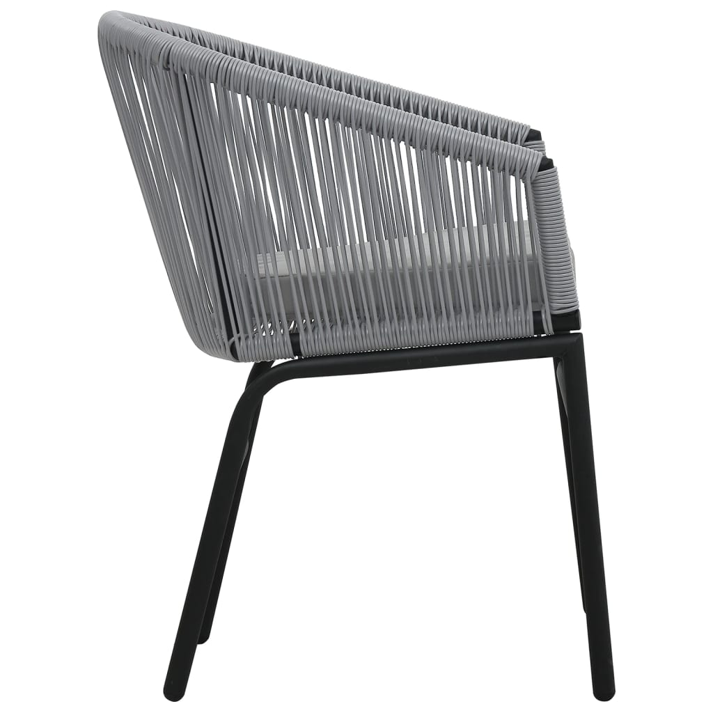 Set mesa y sillas de jardín 3 pzas y cojines ratán PE gris