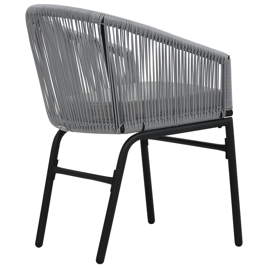 Set mesa y sillas de jardín 3 pzas y cojines ratán PE gris
