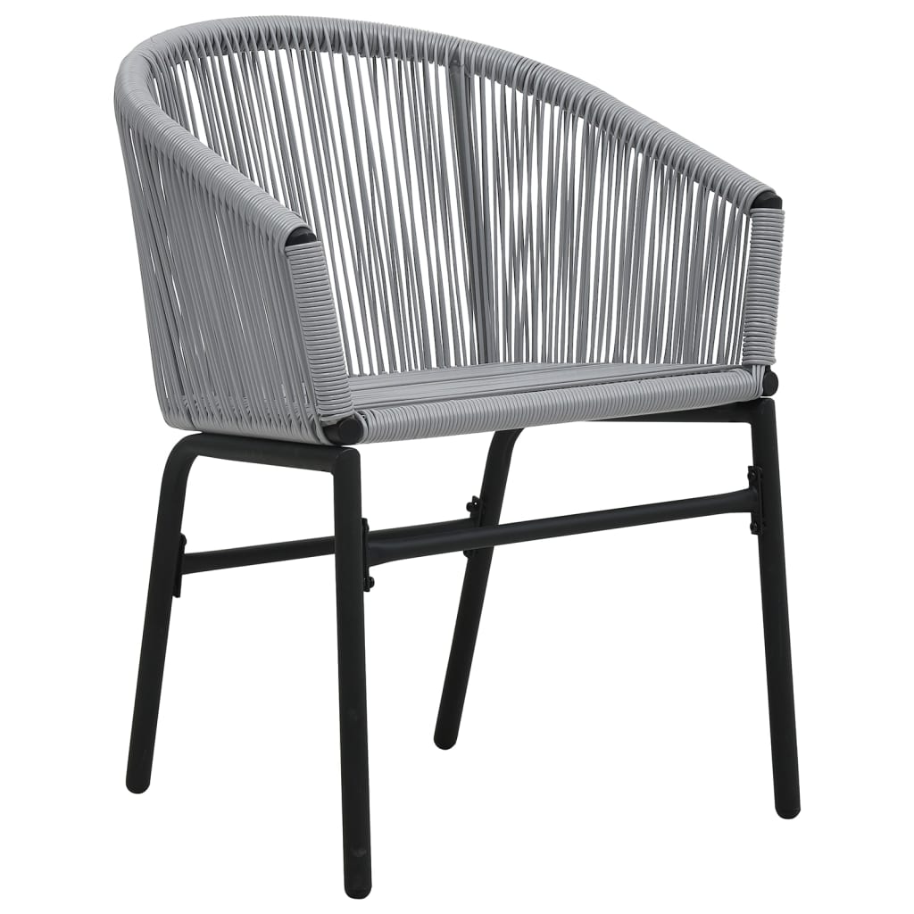 Set mesa y sillas de jardín 3 pzas y cojines ratán PE gris