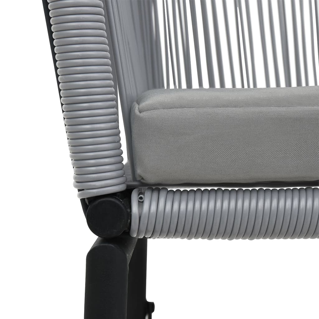 Set mesa y sillas de jardín 3 pzas y cojines ratán PE gris