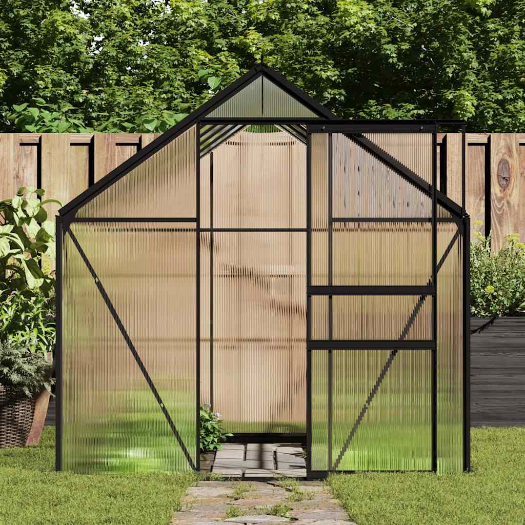 Anthracite grey aluminum base greenhouse 3.61 m²