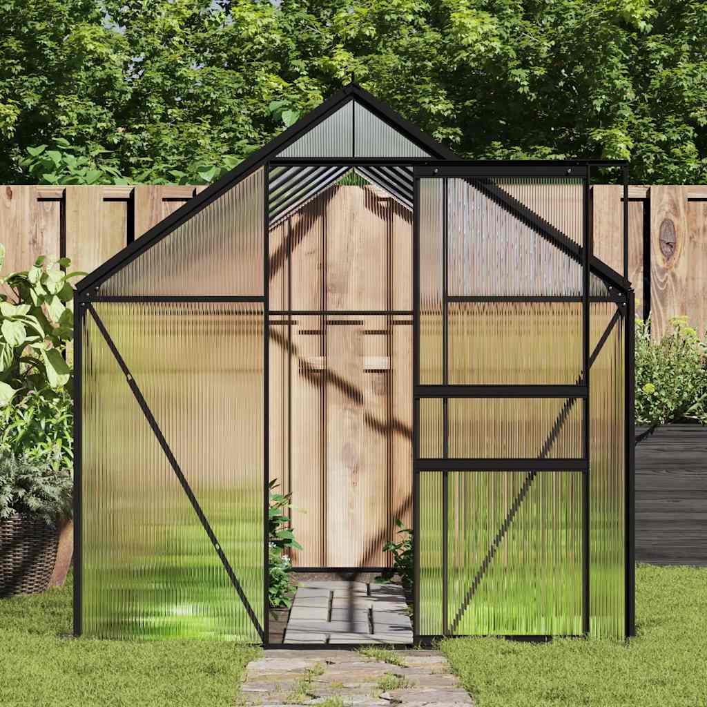 Anthracite grey aluminum base greenhouse 3.61 m²
