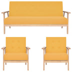 Juego de sofás de 3 piezas tela amarillo