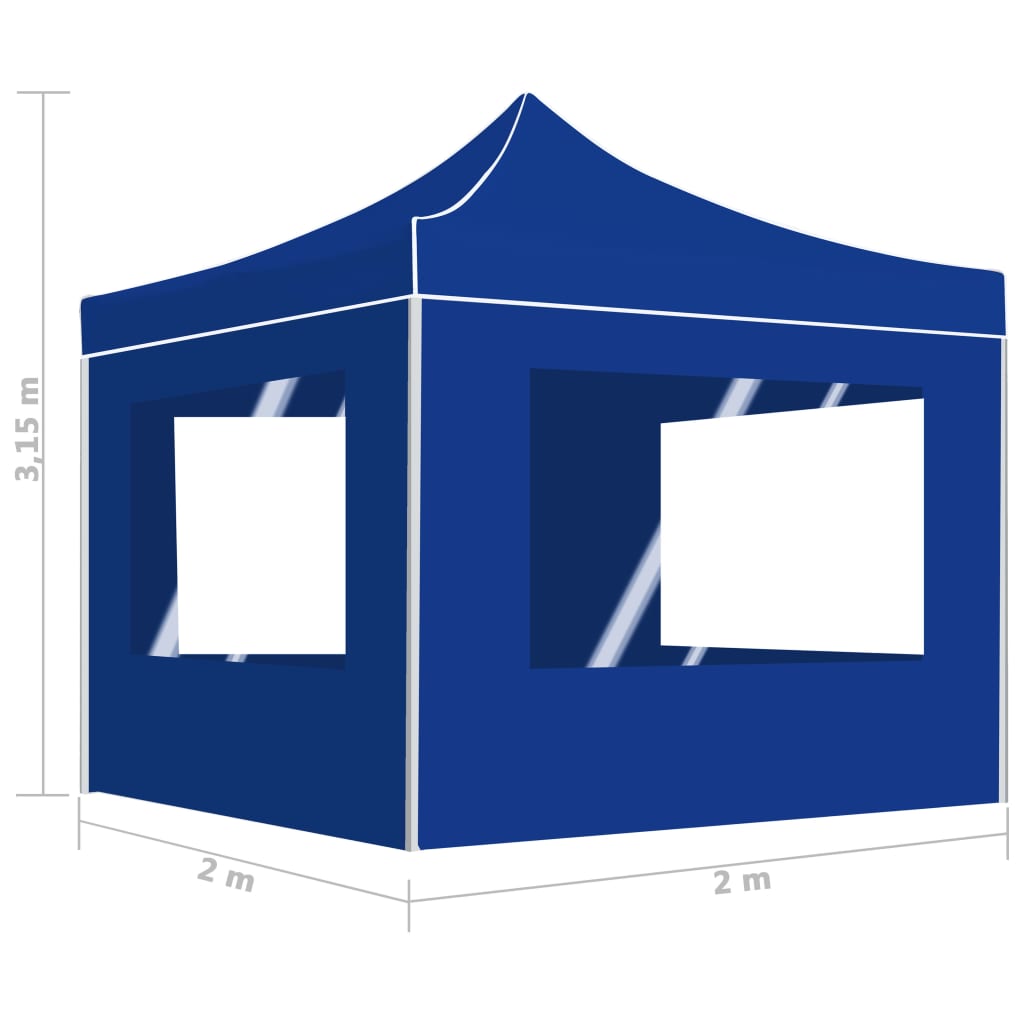 Carpa plegable profesional con paredes aluminio azul 2x2 m