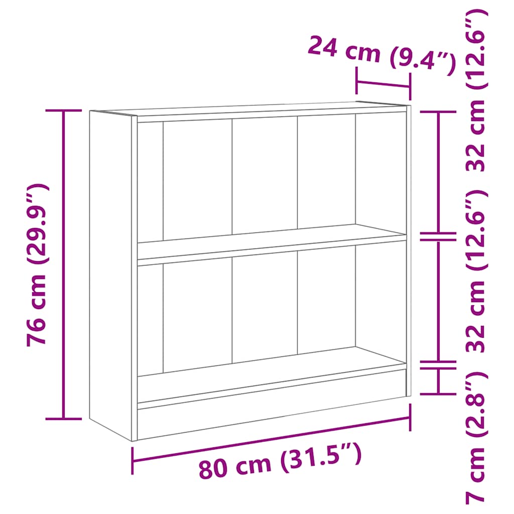 Estantería de madera contrachapada blanco 80x24x75 cm