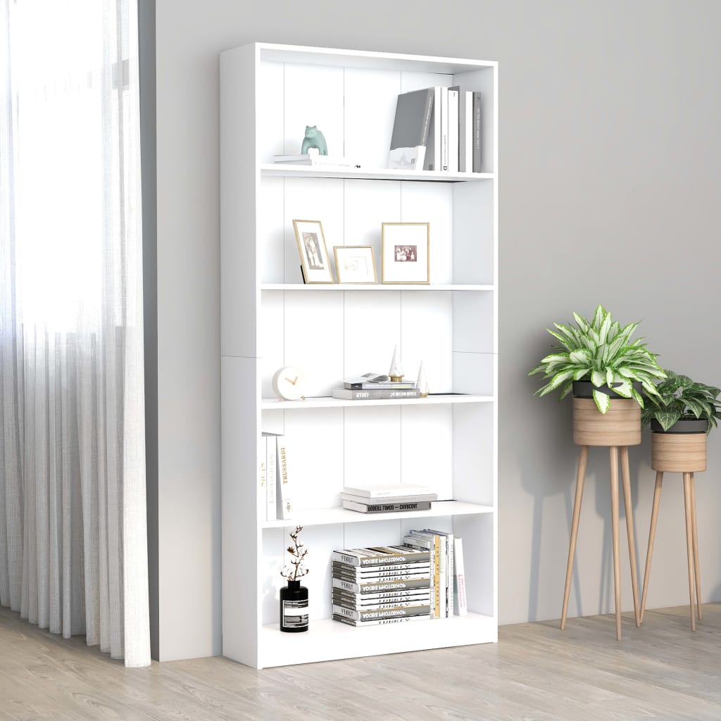 Estantería de 5 niveles madera contrachapada blanca 40x24x175cm