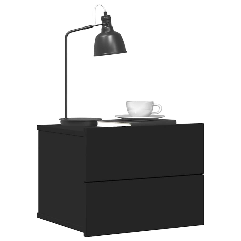 Mesita de noche madera contrachapada negro 40x30x30 cm