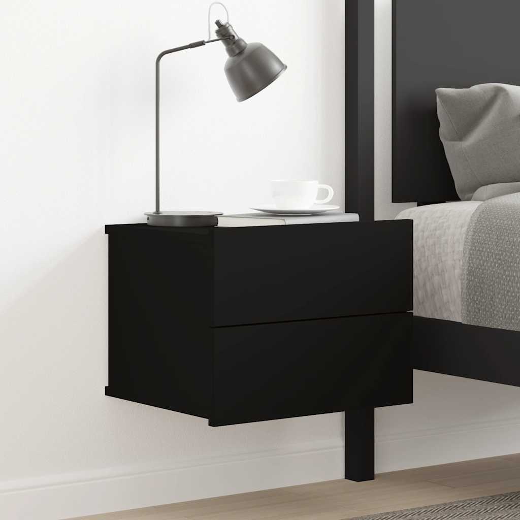 Mesita de noche madera contrachapada negro 40x30x30 cm