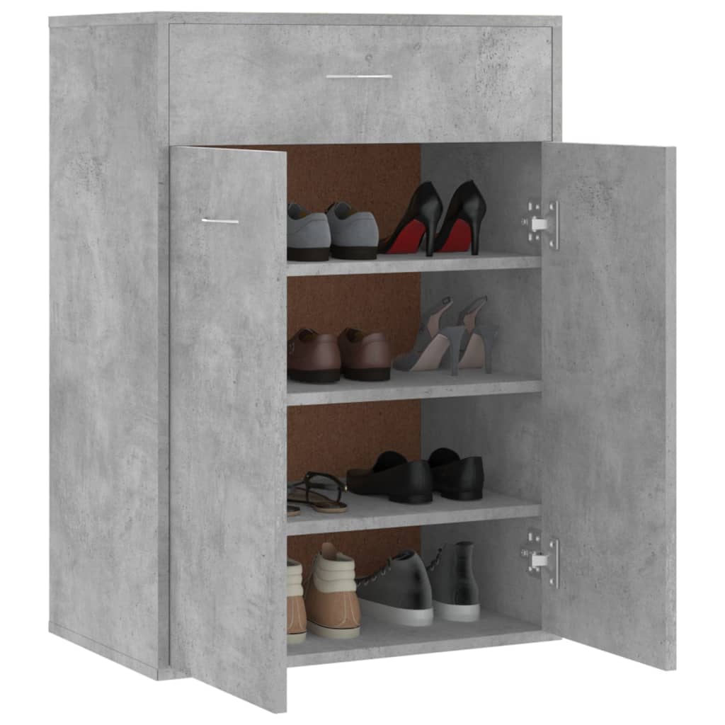 Zapatero de contrachapada gris hormigón 60x35x84 cm