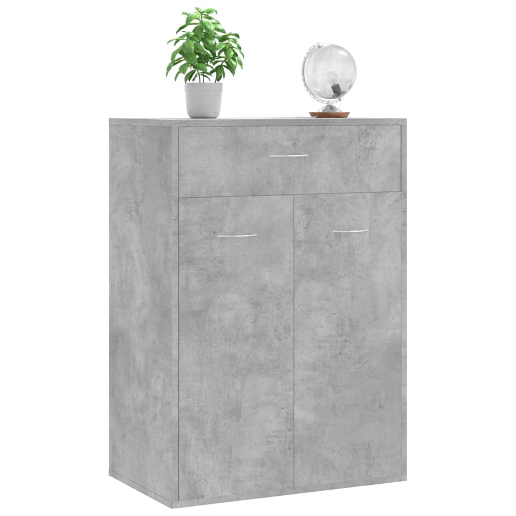 Zapatero de contrachapada gris hormigón 60x35x84 cm