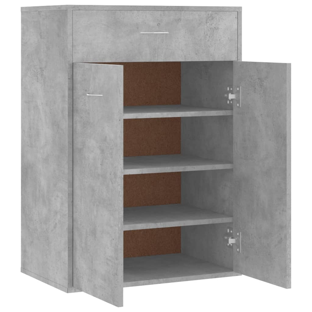 Zapatero de contrachapada gris hormigón 60x35x84 cm