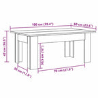 Mesa de centro madera contrachapada blanco 100x60x42 cm