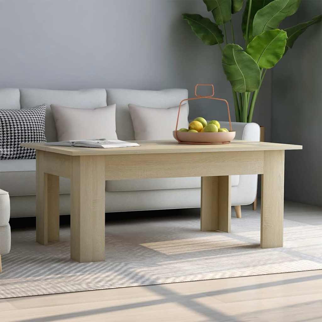 Mesa de centro madera contrachapada blanco 100x60x42 cm