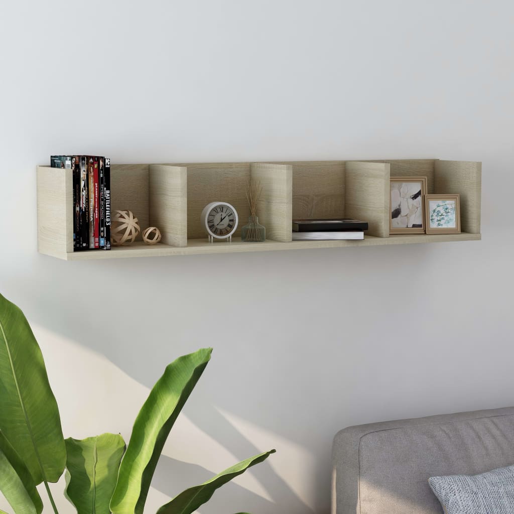 Wall shelf CD engineered wood artisan oak 75x18x18 cm