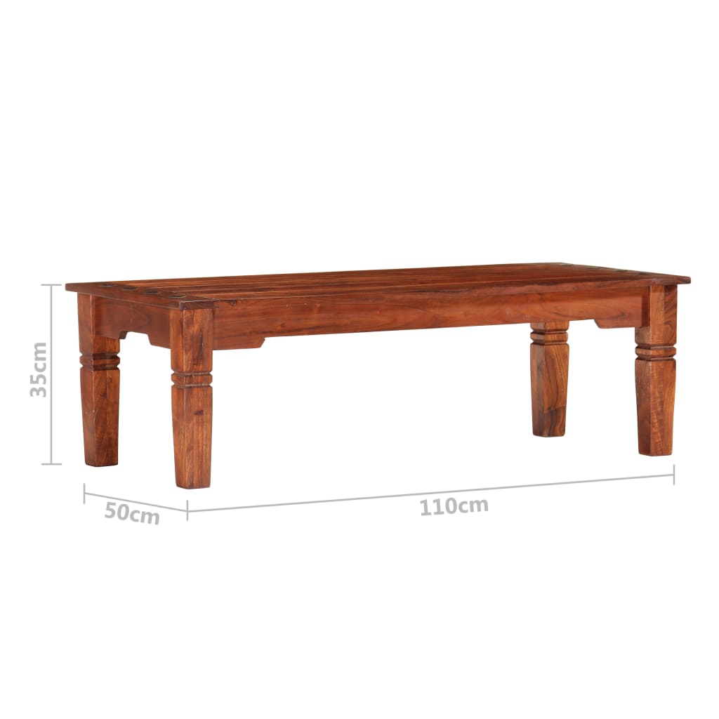 Mesa de centro de madera maciza de acacia 110x50x35 cm