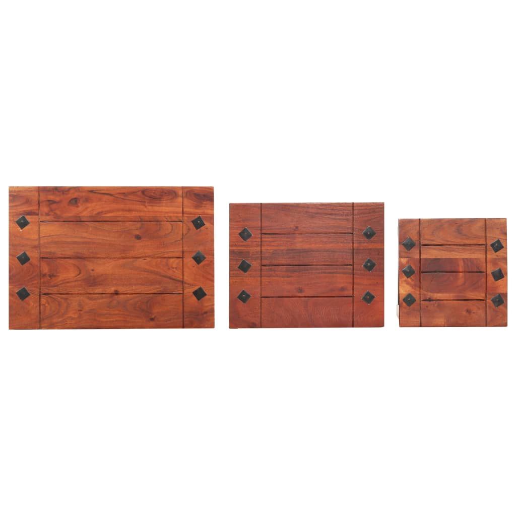 Mesas apilables 3 unidades madera maciza de acacia