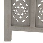 Biombo 3 paneles tallado a mano madera de mango gris 120x165 cm