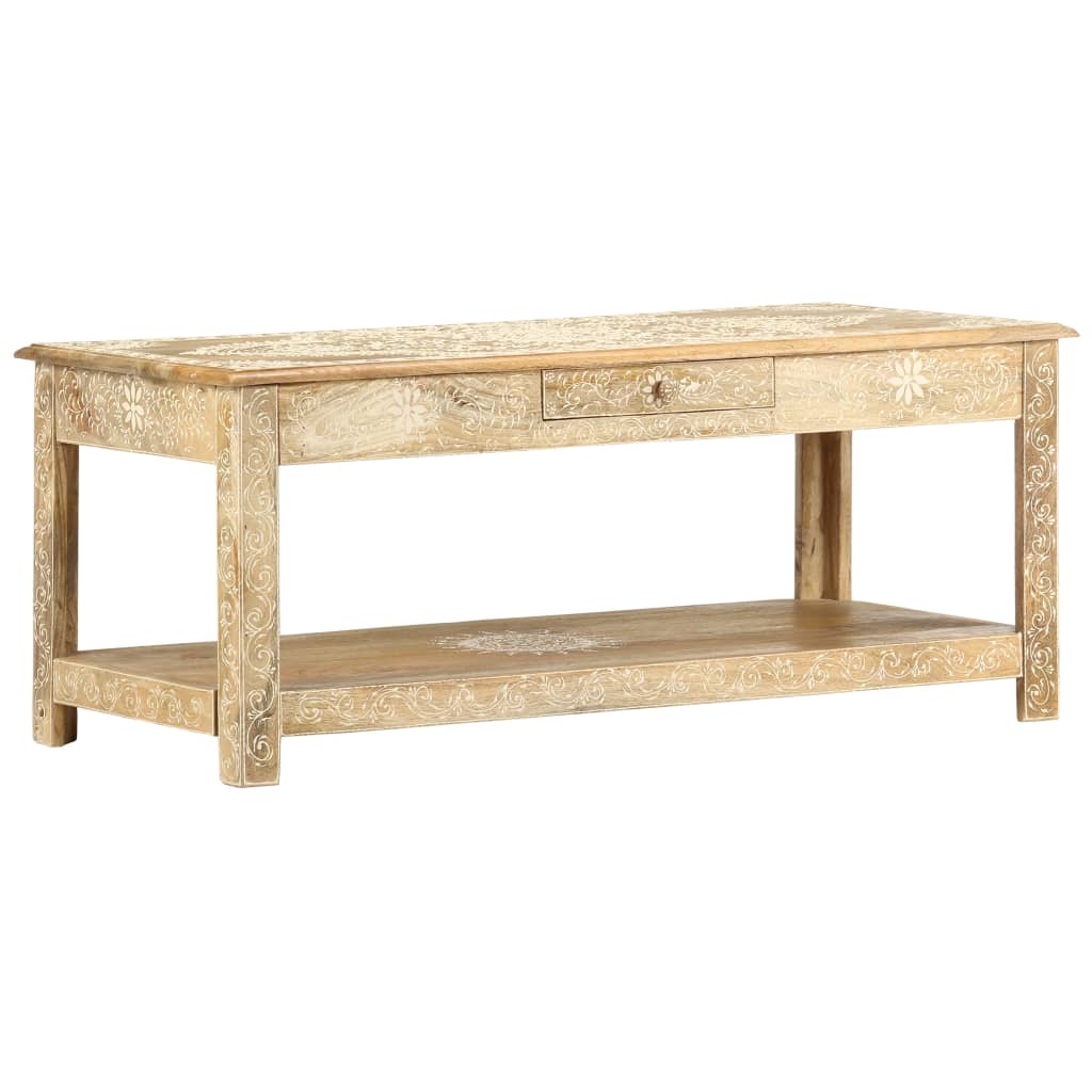 Mesa de centro pintada a mano madera maciza mango 110x50x45 cm