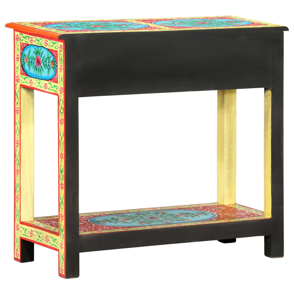 Mesa consola pintada a mano madera maciza de mango 80x35x75 cm