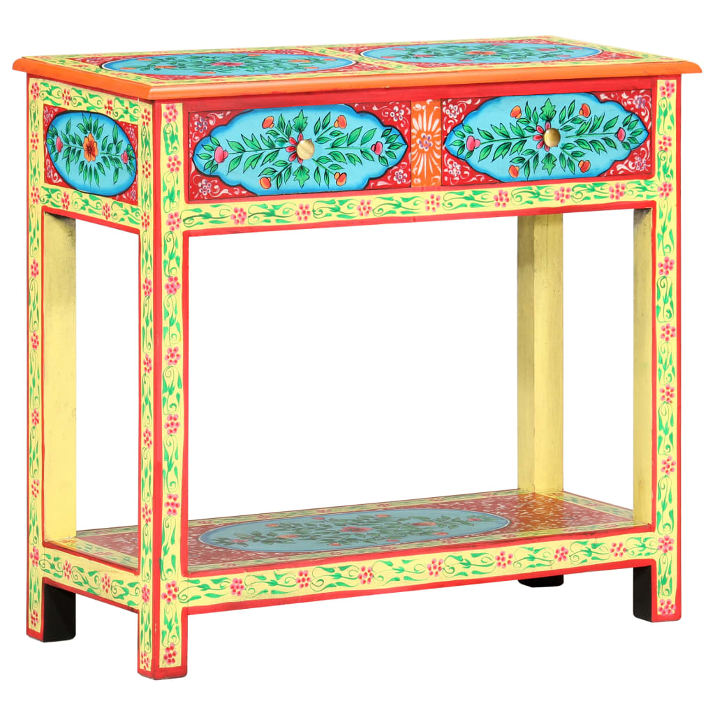 Mesa consola pintada a mano madera maciza de mango 80x35x75 cm