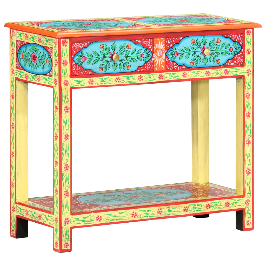 Mesa consola pintada a mano madera maciza de mango 80x35x75 cm