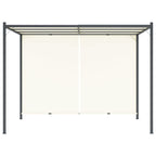 Pérgola con tejado ajustable acero color blanco crema 3x3 m