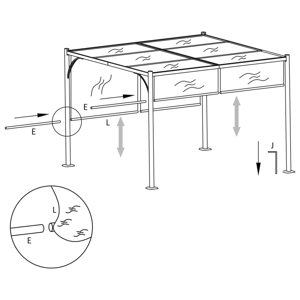 Pérgola con tejado ajustable acero color blanco crema 3x3 m