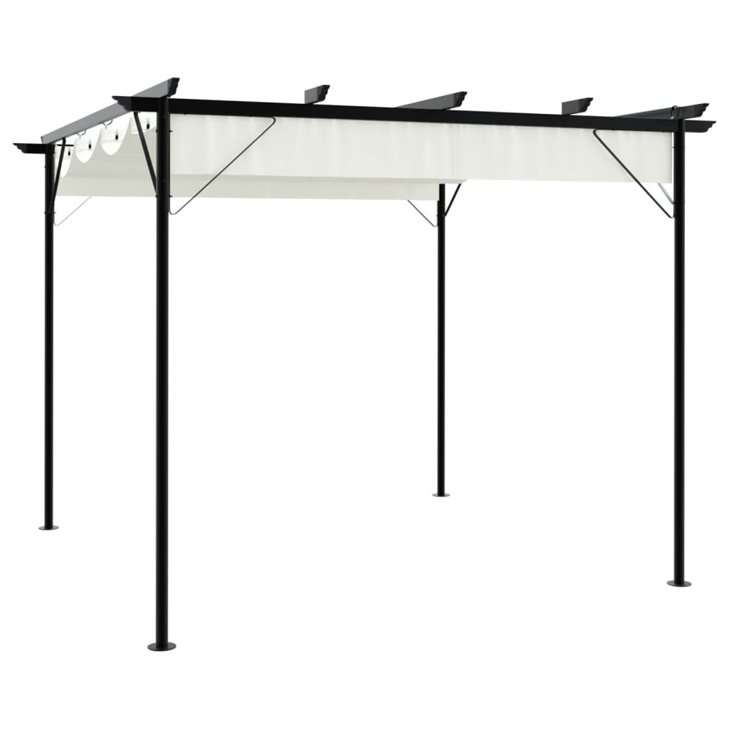 Pérgola con tejado ajustable acero color blanco crema 3x3 m