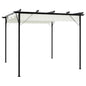 Pérgola con tejado ajustable acero color blanco crema 3x3 m