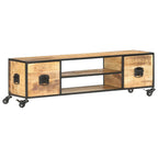 Mueble de TV de madera maciza de mango 130x30x39 cm