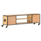 Mueble de TV de madera maciza de mango 130x30x39 cm