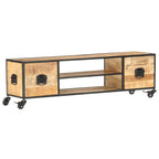 Mueble de TV de madera maciza de mango 130x30x39 cm