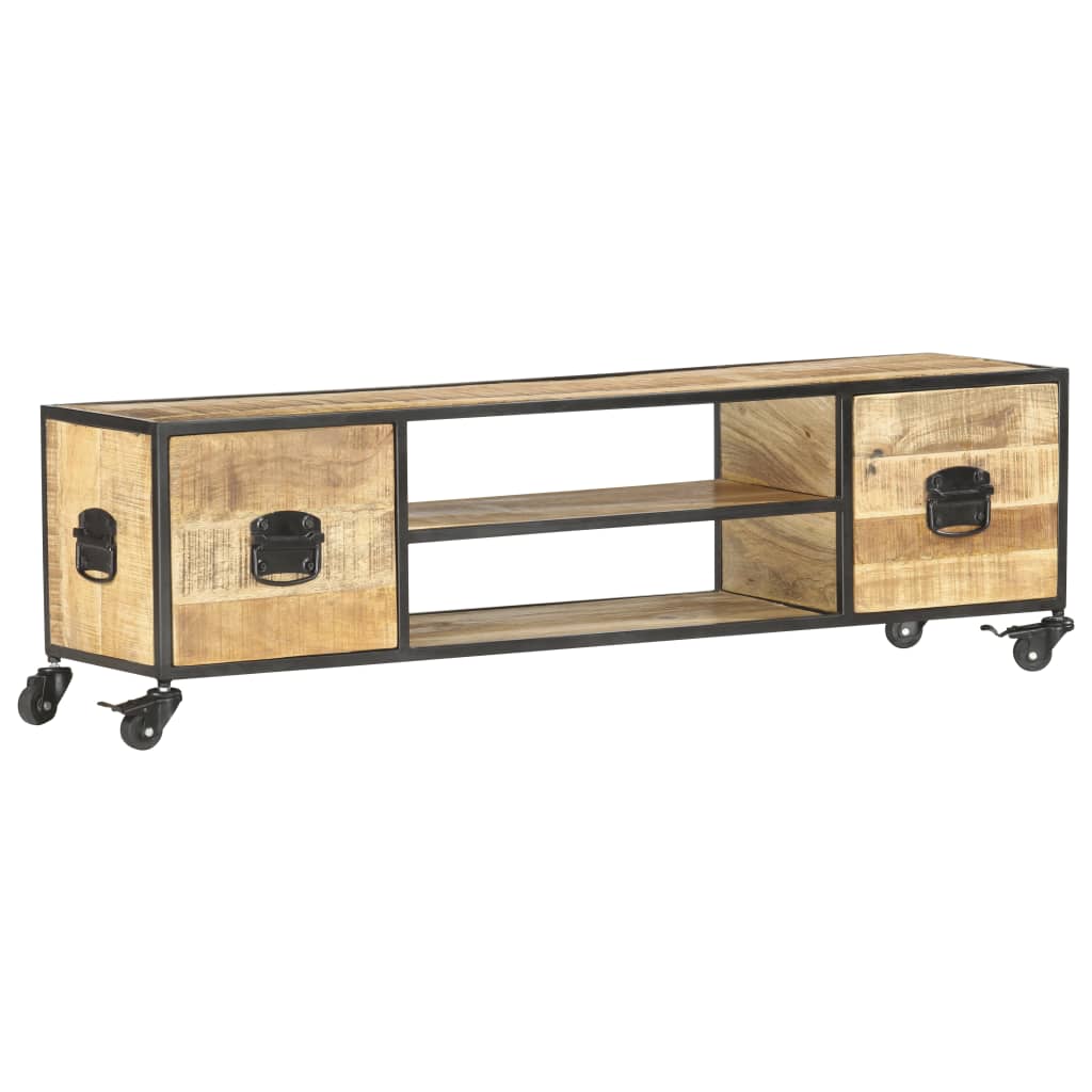 Mueble de TV de madera maciza de mango 130x30x39 cm