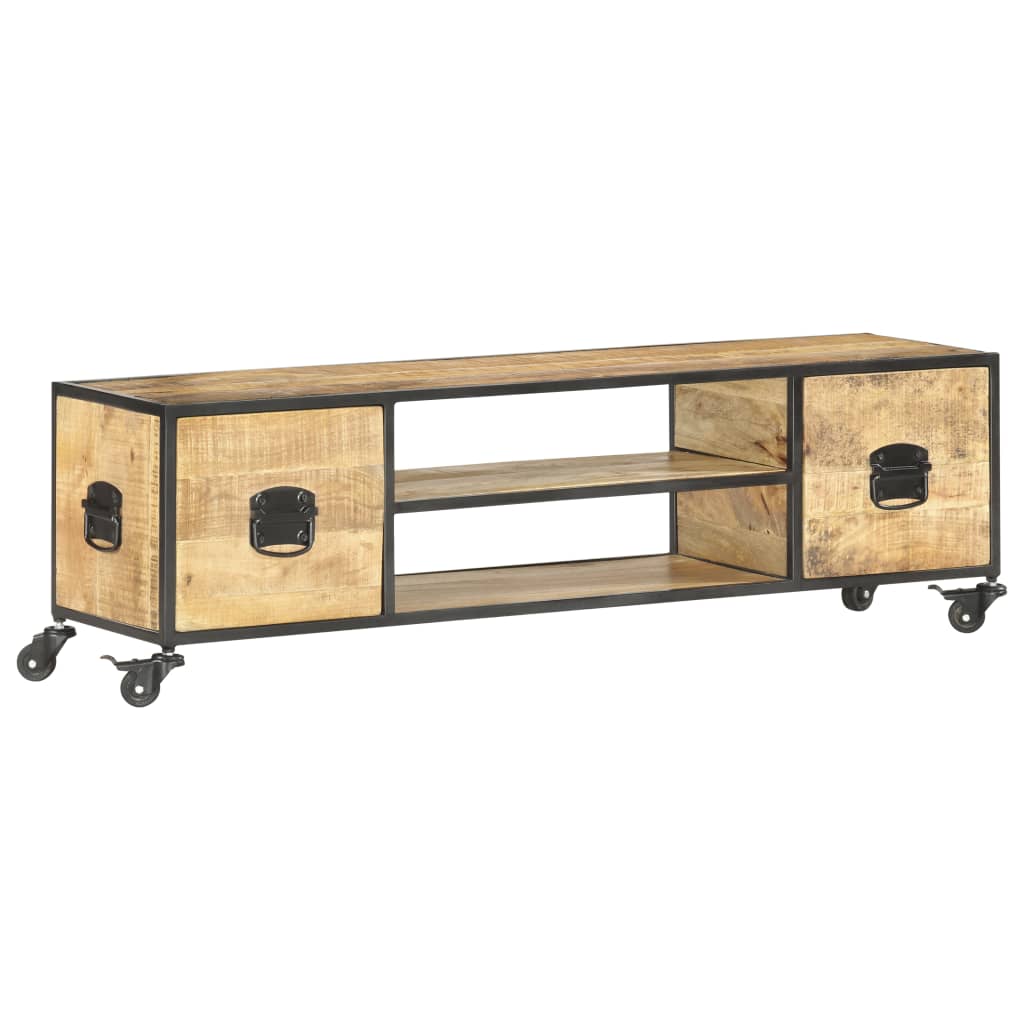 Mueble de TV de madera maciza de mango 130x30x39 cm
