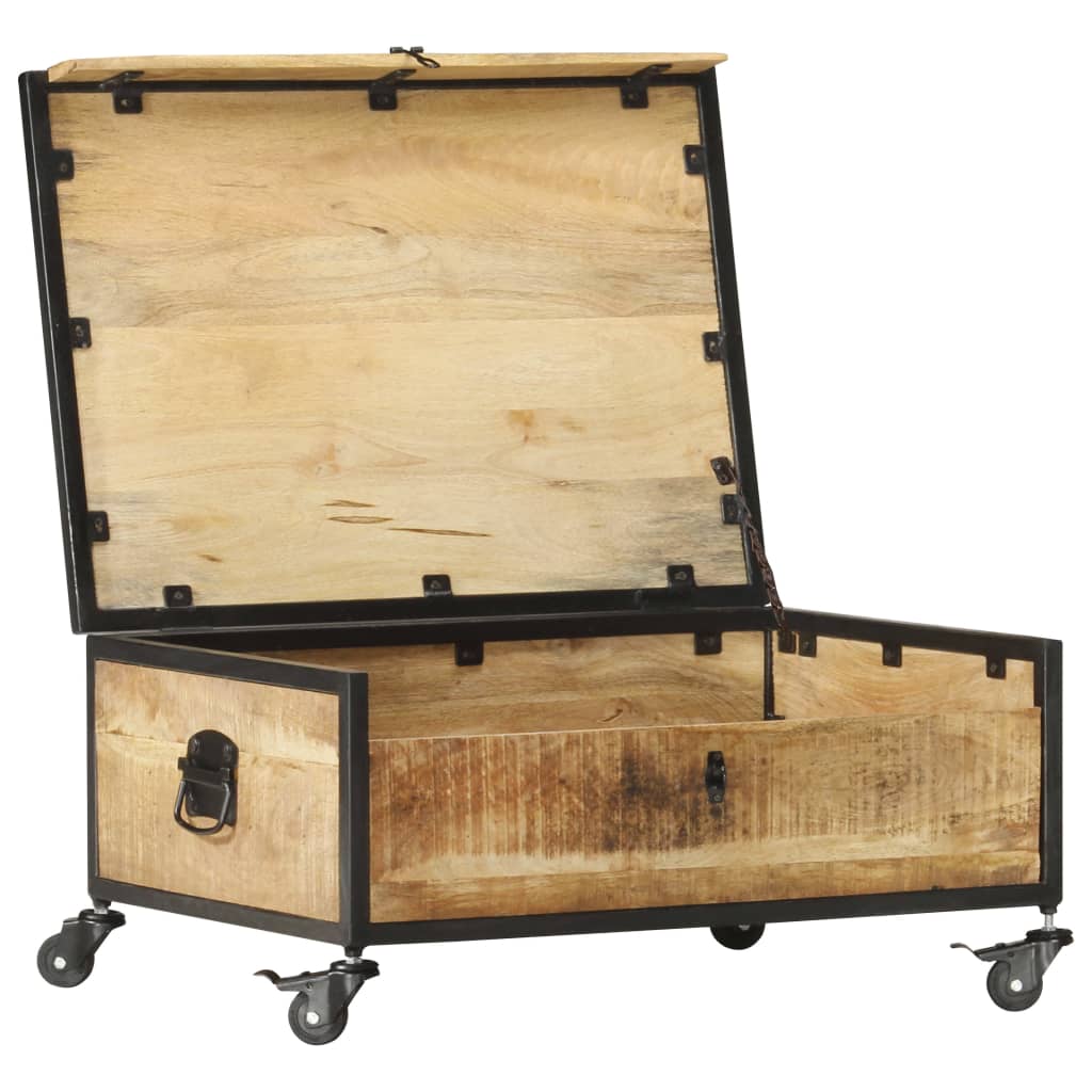 Mesa de centro de madera maciza de mango 70x50x33 cm