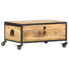 Mesa de centro de madera maciza de mango 70x50x33 cm