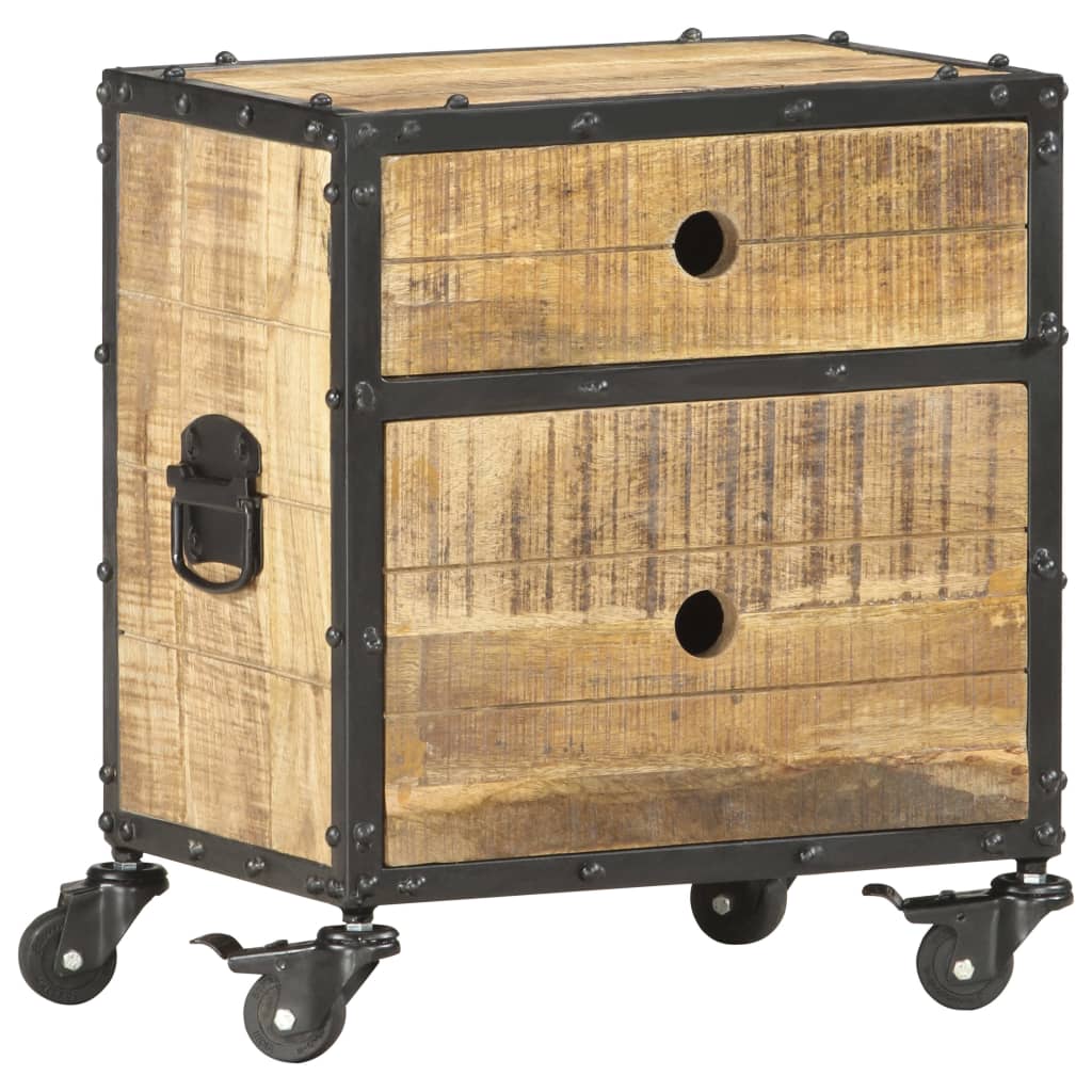 Mesita de noche de madera de mango rugosa 40x30x50 cm