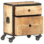 Mesita de noche de madera de mango rugosa 40x30x50 cm