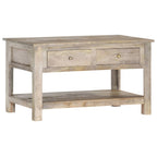 Mesa de centro con 4 cajones madera maciza de mango 90x50x35 cm