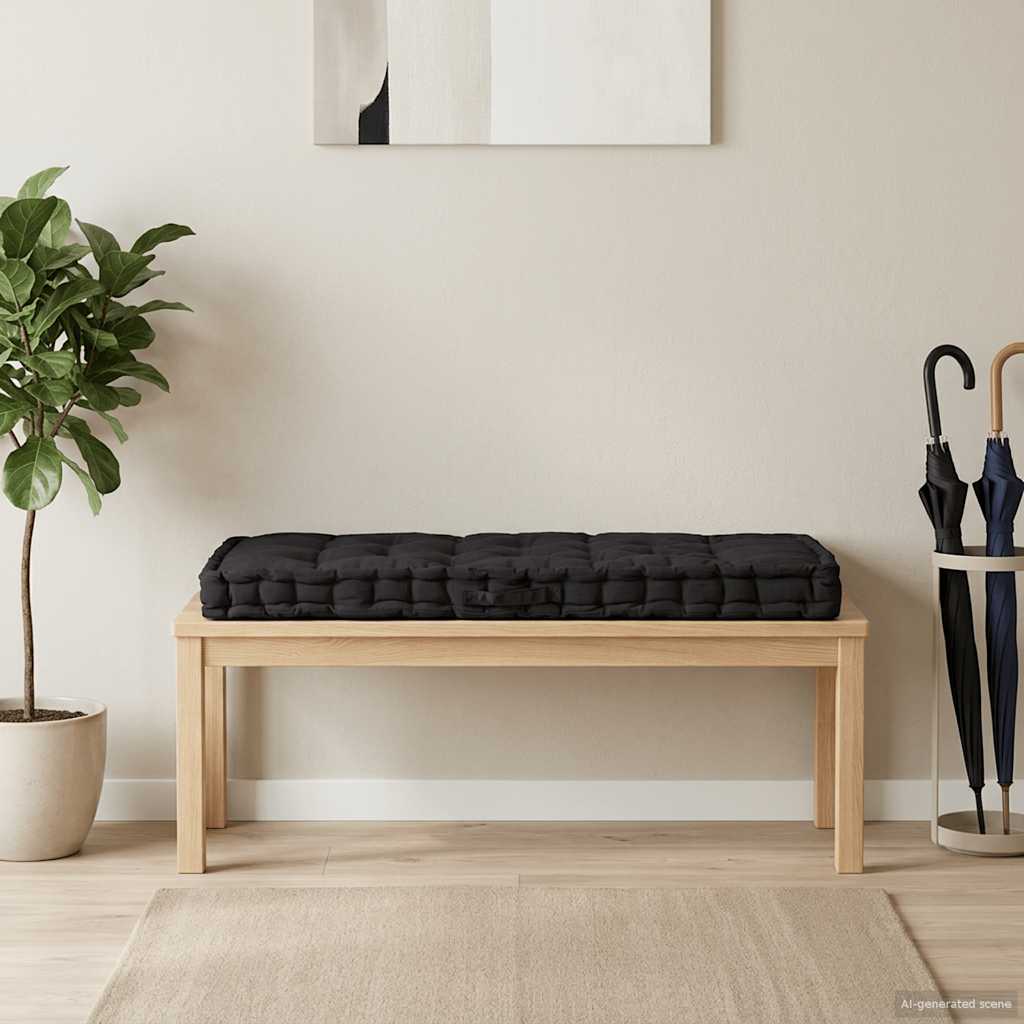 Light blue cotton pallet cushion 120x40x7 cm