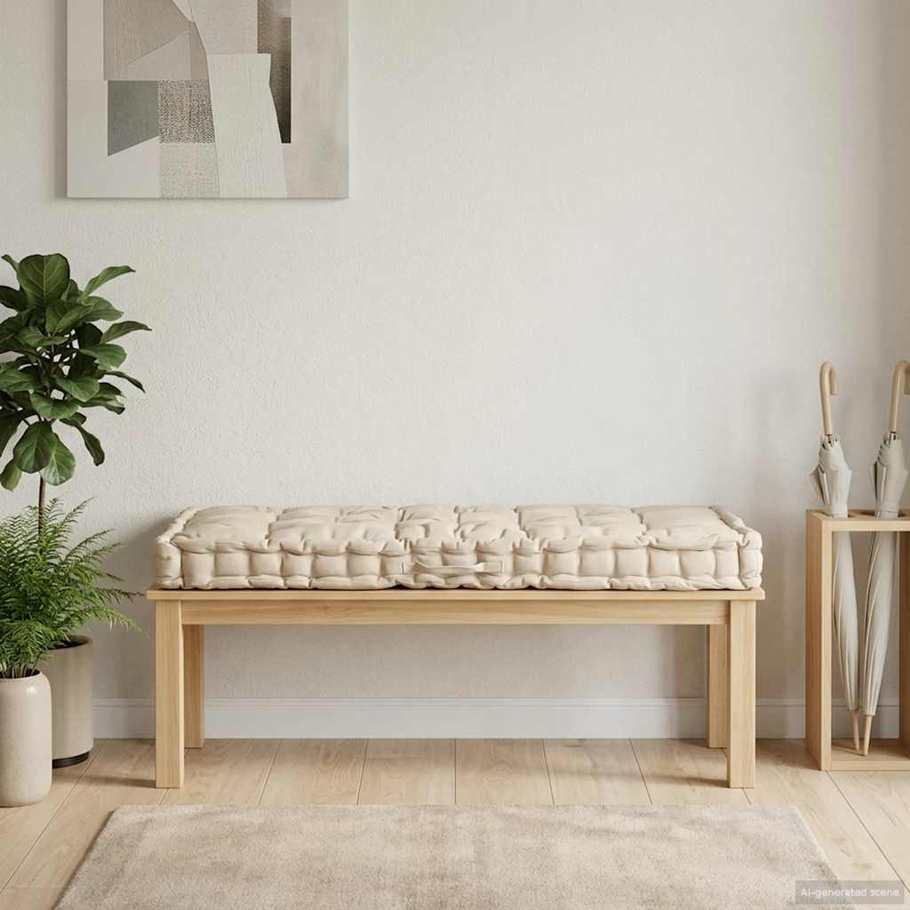 Light blue cotton pallet cushion 120x40x7 cm