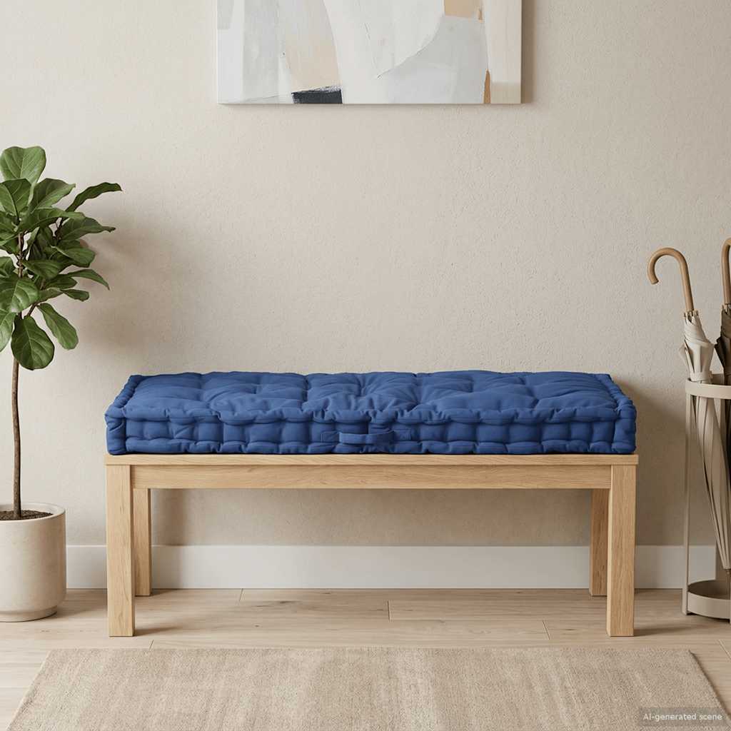 Light blue cotton pallet cushion 120x40x7 cm