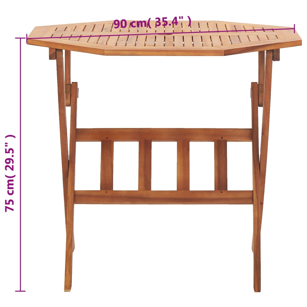 Comedor de jardín plegable 5 piezas de madera maciza de acacia
