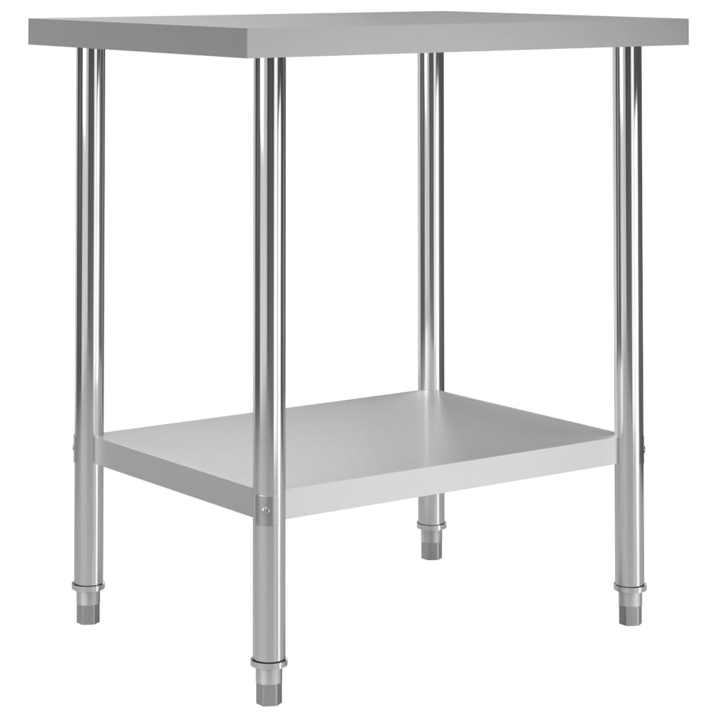 Mesa de trabajo de cocina con estante acero inox 120x60x120 cm