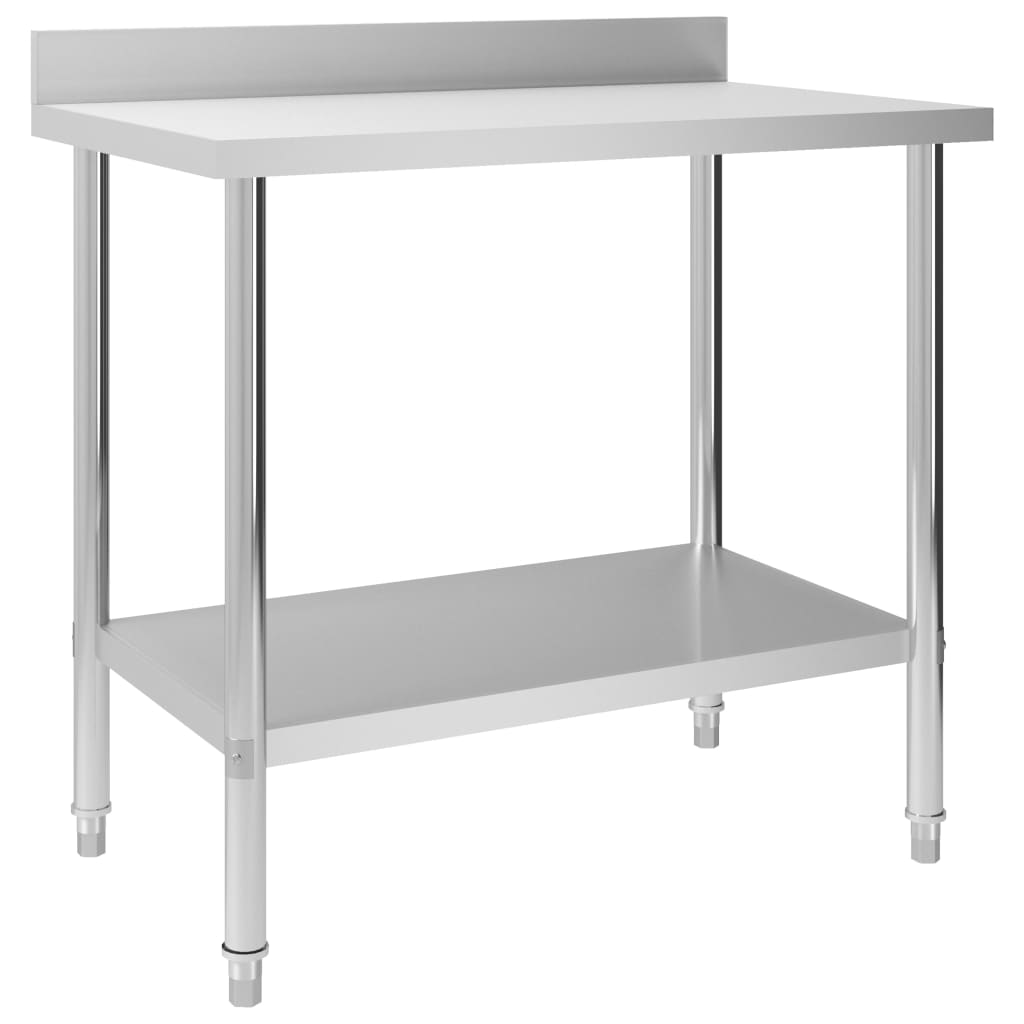 Mesa de trabajo de cocina con estante acero inox 120x60x120 cm