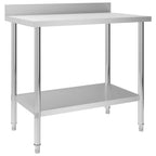 Mesa de trabajo de cocina con estante acero inox 120x60x120 cm